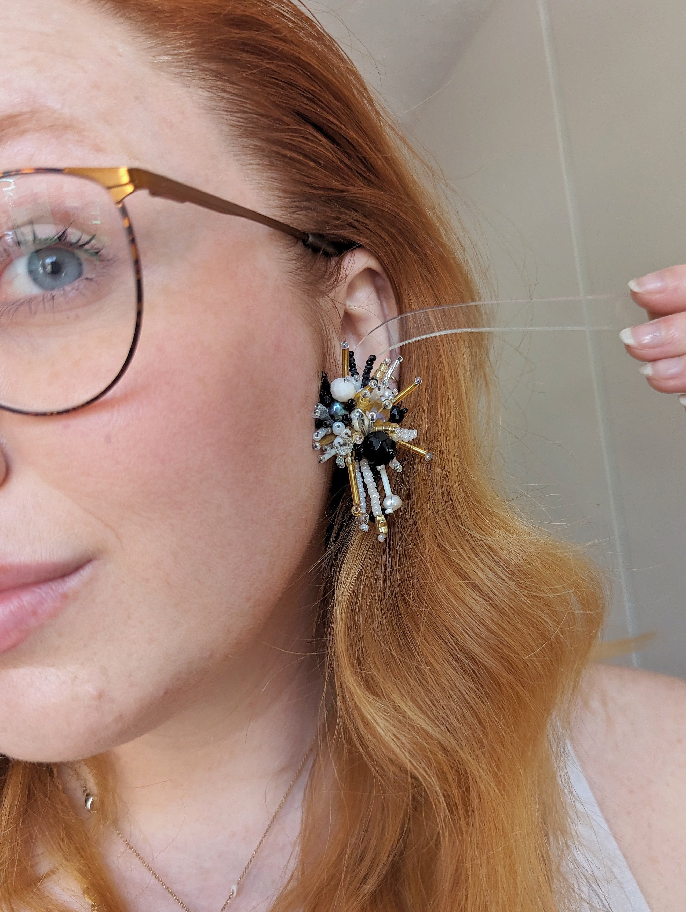 Dalmatian / Large Coral Earrings