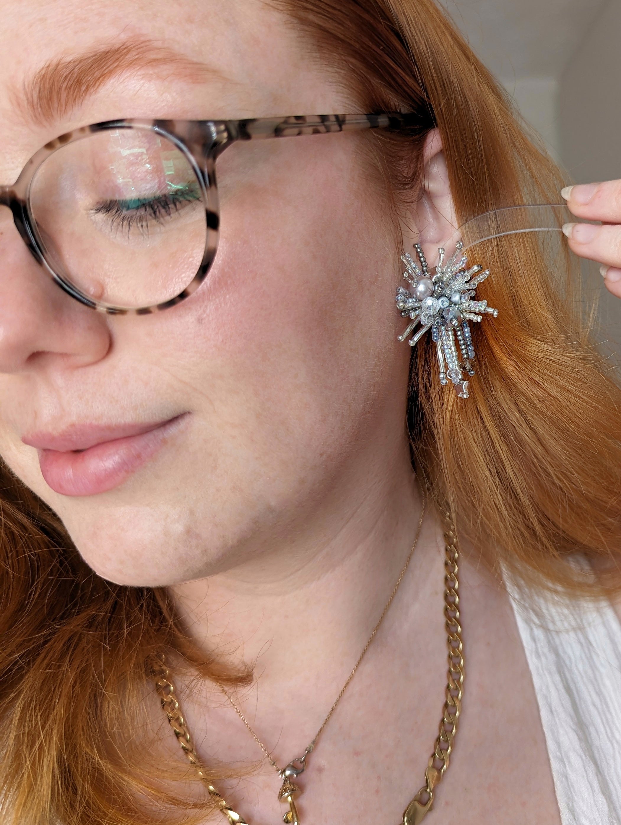 Quicksilver / Small Coral Earrings