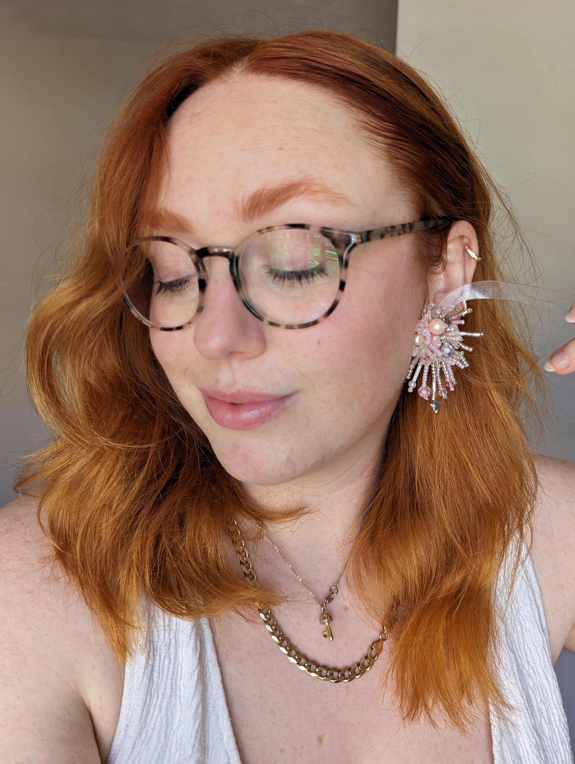 Strawberry Milkshake / Large Coral Earrings