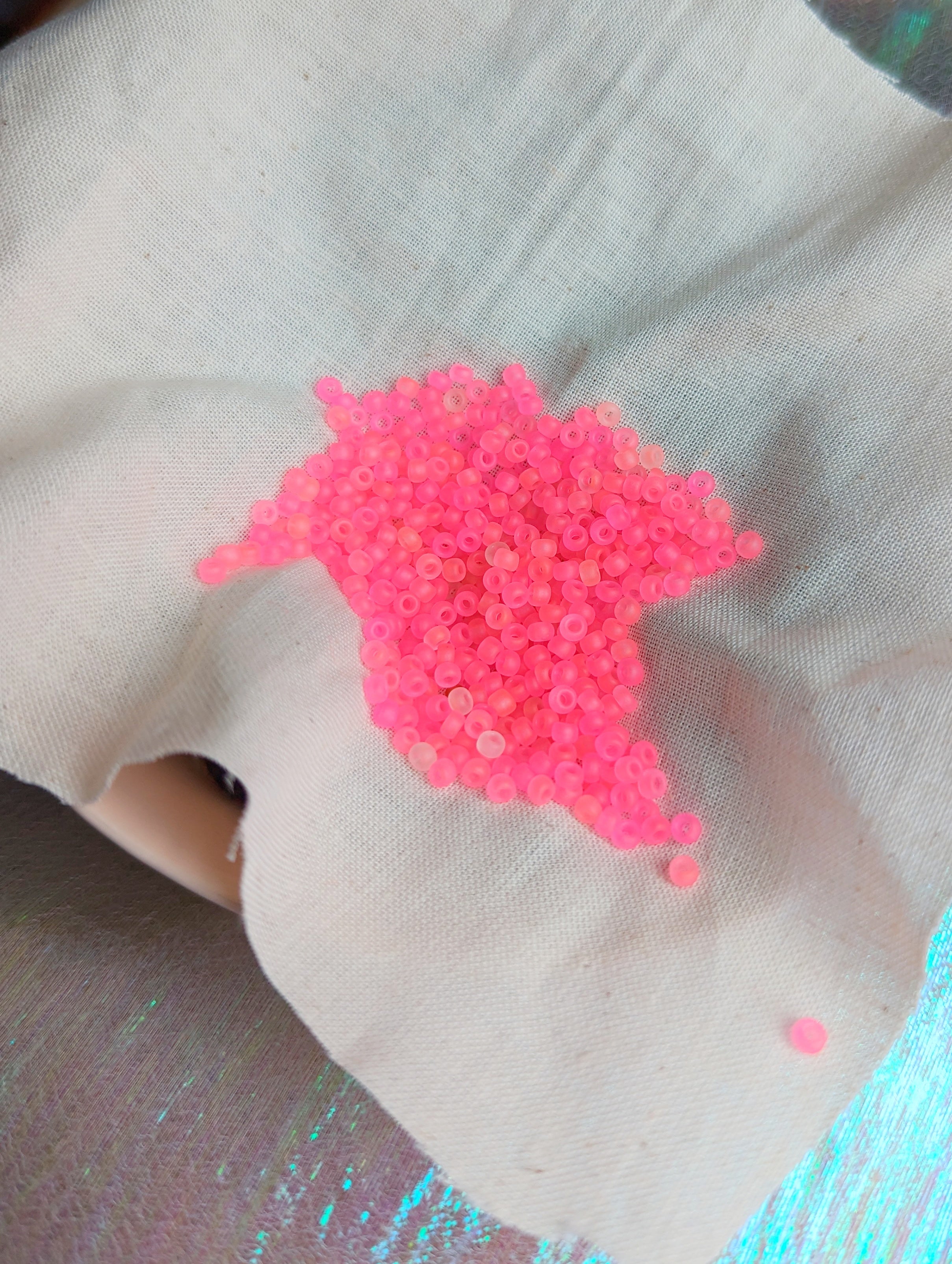 1mm Neon Pink Frosted Seed Beads 12g