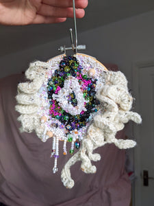 Geode Coral / 4" Beaded Hoop